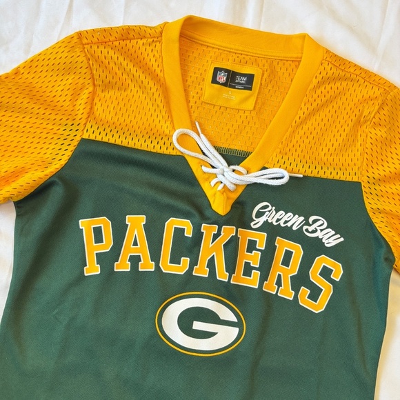 Nfl Apparel Tops - Green Bay Packers Women’s Lace‑Up Mesh Jersey | Size Small | NFL